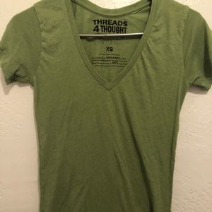 Threads for Thought olive green V-Neck shirt